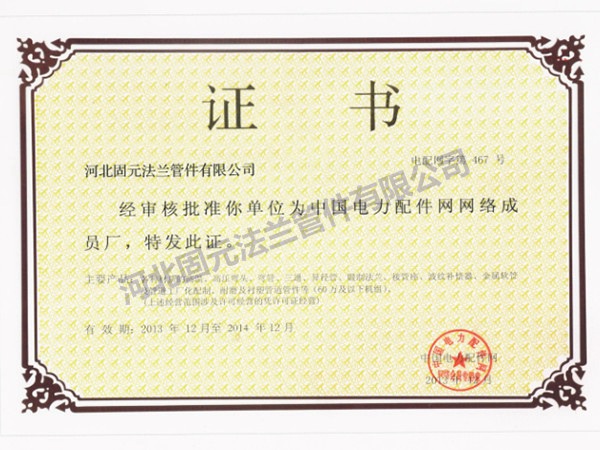 中国电力网网络成员证书